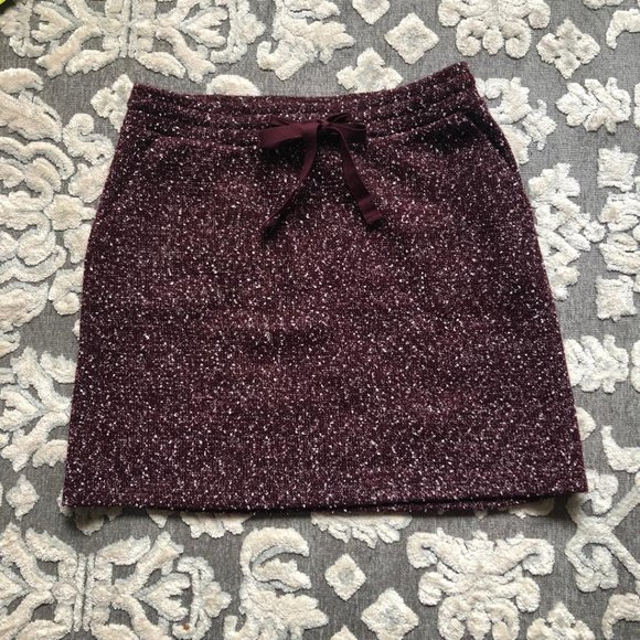 LOFT, Burgundy Tweed, Lightweight, Mini-skirt, Size: Small - Picture 1 of 7